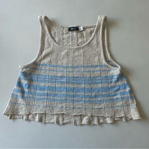 BDG Blue and Grey Striped Cropped Tank Top,Size S